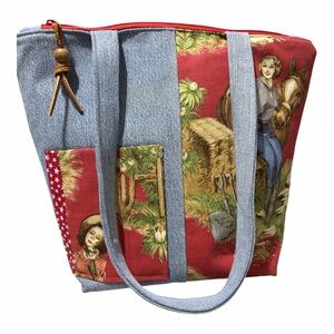 Cowgirl Western tote recycled denim purse shoulder bag
